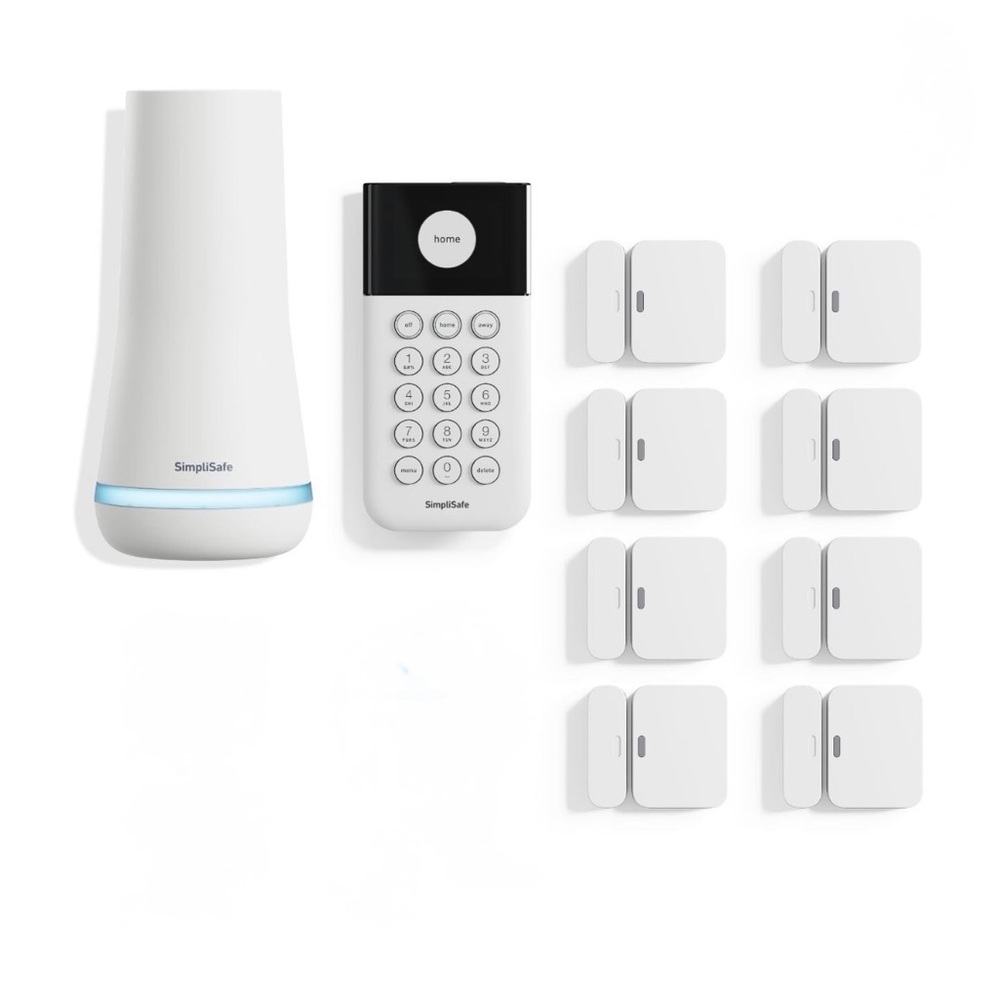 SimpliSafe home security system: Keypad, base station, entry sensors